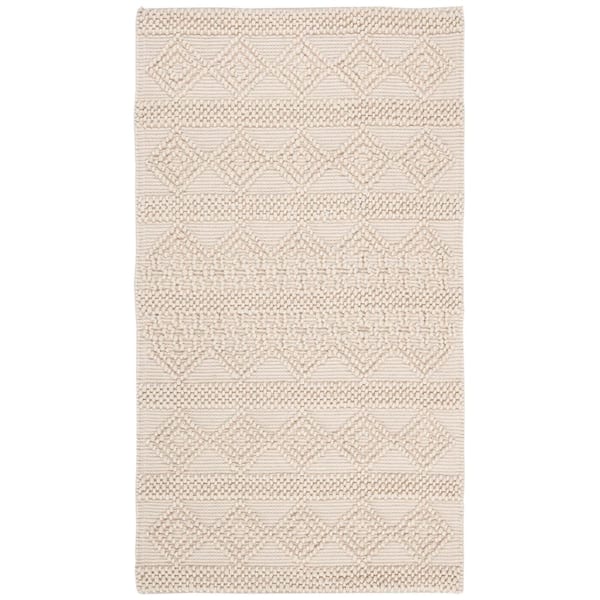 Natura 3 ft. x 4 ft. Ivory Striped Diamonds Area Rug
