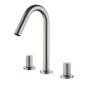 11 in. Faucet Height Double Handle 8 in. Widespread Brass 3-Hole Bathroom Sink Faucet Bath Faucets in Brushed Nickel