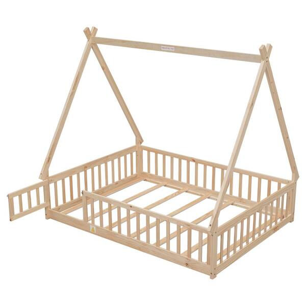 Harper & Bright Designs Tent Style Natural Wood Frame Full Size