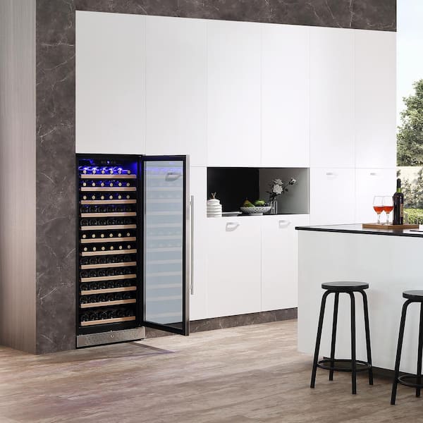 24 in. Single Zone 127-Bottle Built-In and Freestanding Wine Cooler in Stainless Steel