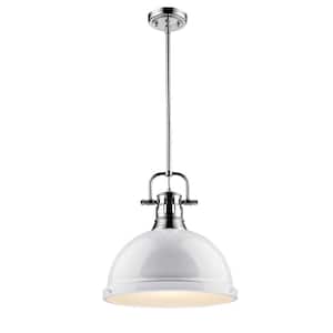 Duncan 1-Light Chrome Pendant with Rod with White Shade