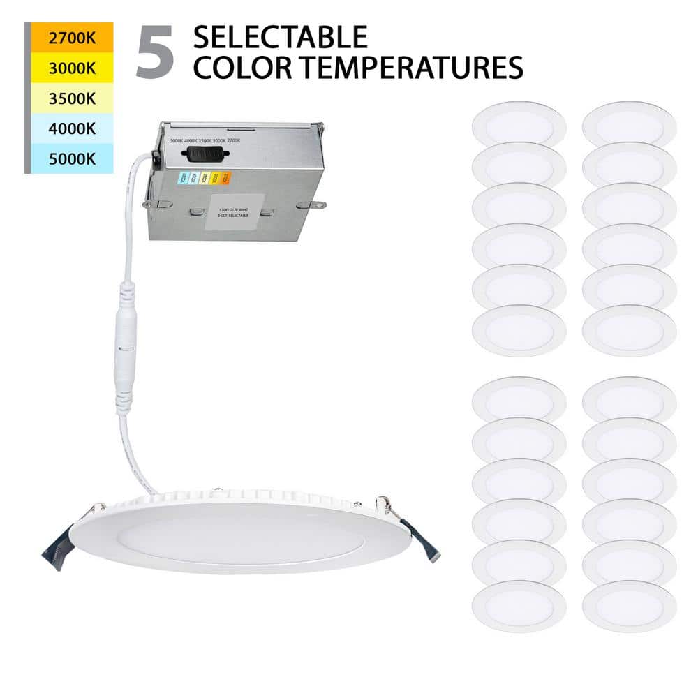 Lotos 6 in. Round Downlight Tunable CCT New Construction/Remodel Canless White Integrated LED Recessed Light Kit 24 Pack price history on PriceWatchPro
