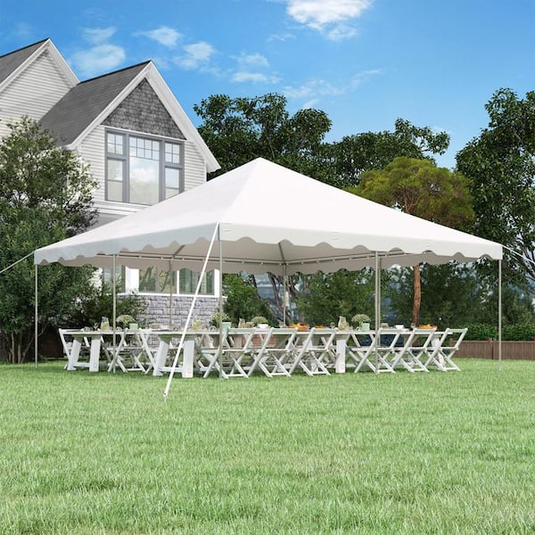 DSNAPE Commercial 20 ft. x 20 ft. White Heavy-Duty Party Canopy