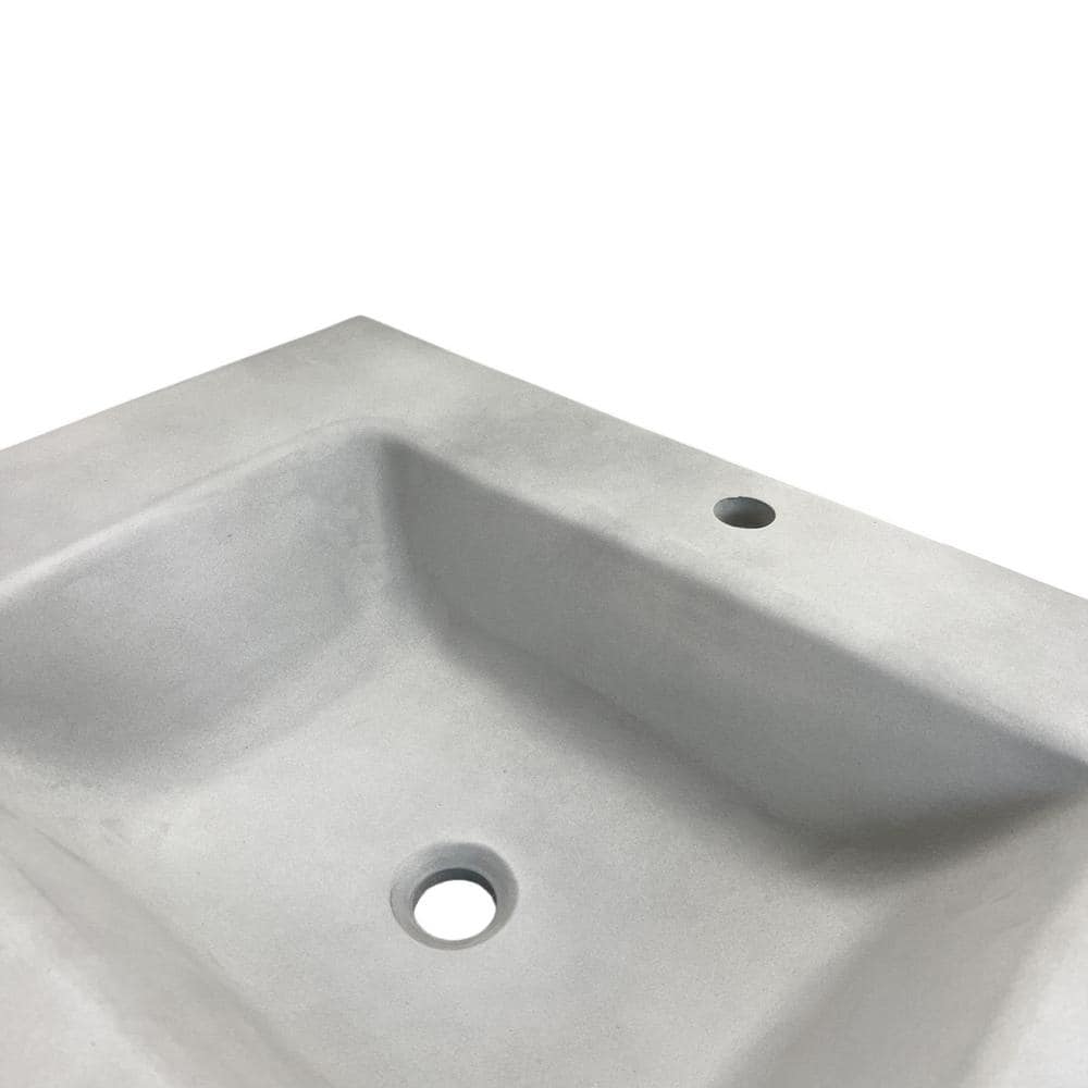 31'' Light Gray Concrete Single Bathroom Vanity Top with Rectangular Sink