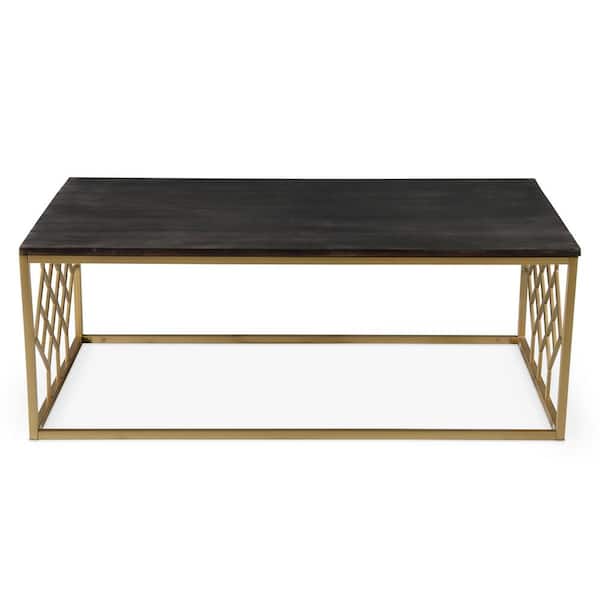 Steve Silver Beatrix 48 "L Dark Wood Walnut 18"H Rectangle Wood top Coffee Table with metal legs