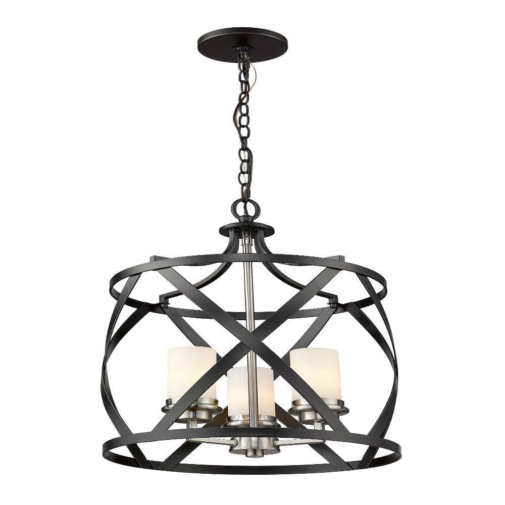Malcalester 24'' Matte Black & Brushed Nickel Glass Pendant Light