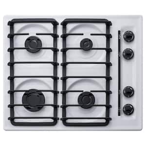 24 in. Gas Cooktop in White with 4 Burners