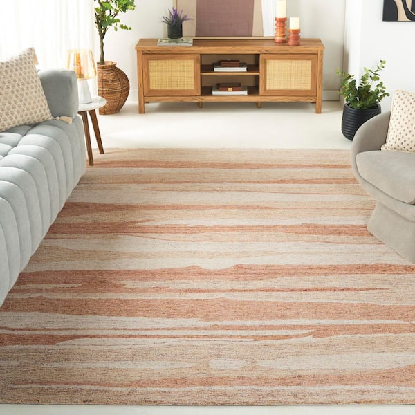 Ebony 8 ft. x 10 ft. Rust/Ivory Abstract Striped Area Rug
