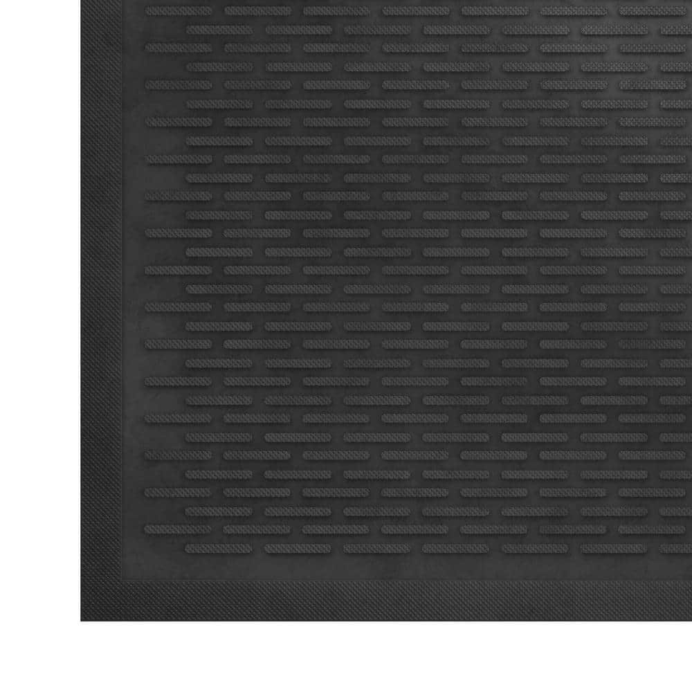 Black Rubber Non-Slip Outdoor Doormat, 18" x 30"