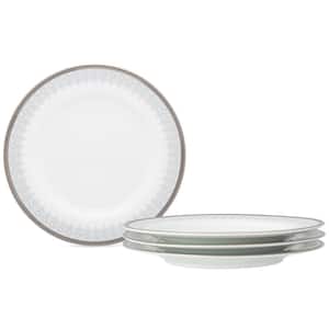 Silver Colonnade 6.5 in. (White) Porcelain Bread and Butter Plates, (Set of 4)