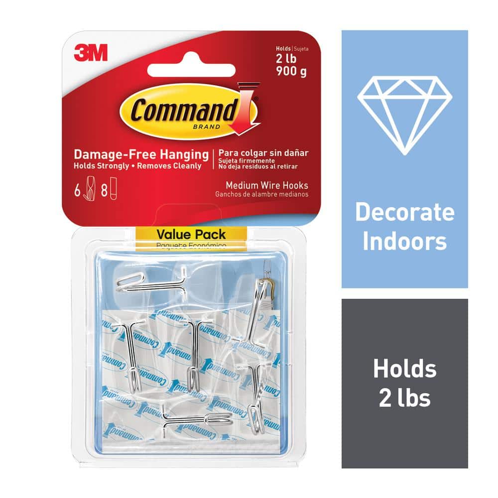 Command Medium Clear Wire Hooks Value Pack (6 Hooks,