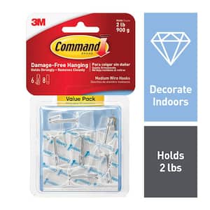 2 lb. Medium Clear Wire Hooks Value Pack (6 Hooks, 8 Strips)