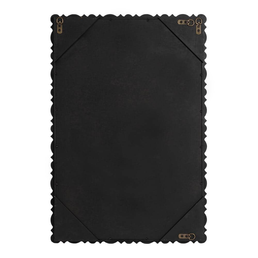 Black Turned Wood Beaded Rectangular Vanity Mirror