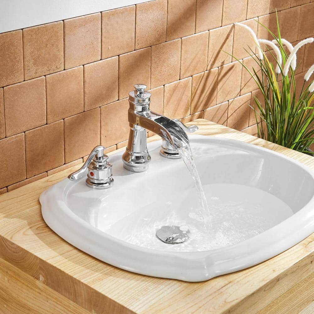 Chrome 8 in. Waterfall Widespread 2-Handle Bathroom Faucet