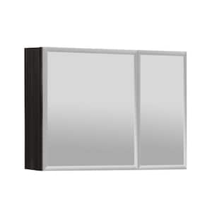 30 in. W x 26 in. H Rectangular Black Aluminum Recessed/Surface Mount Medicine Cabinet with Mirror