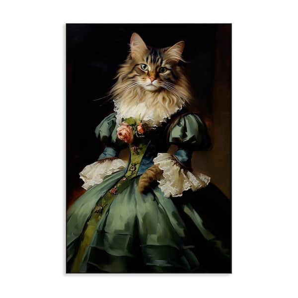 Stupell Industries Cat in Elegant Dress by Wumples Unframed Animal Graphic Art Print 24 in. x 16 in.