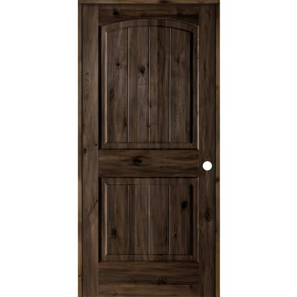 Krosswood Doors 36 in. x 80 in. Knotty Alder 2 Panel Left-Hand Top Rail ...