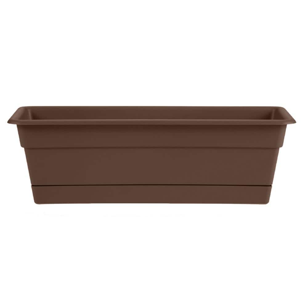 Bloem Dura Cotta 18 in. Chocolate Plastic Window Box Planter with Tray  DCBT18-45 The Home Depot