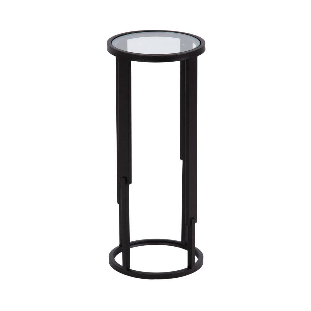 Ravalli Black Metal and Glass Round Drink Table