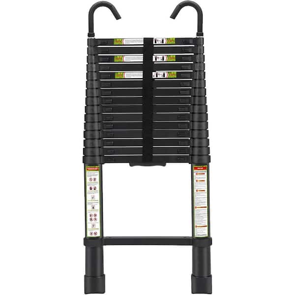 Unbranded 20.34 ft. Aluminum Telescoping Ladder with Stable Hook and Non-Slip Feet, 330 lb. Capacity