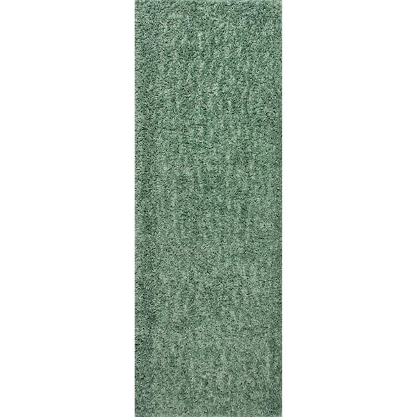 nuLOOM Kara Solid Shag Green 2 ft. 8 in. x 8 ft. Runner Rug