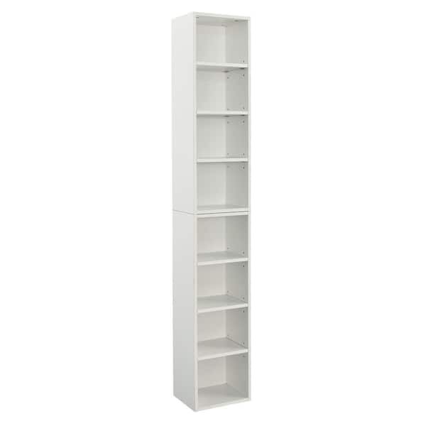 Tileon 8-Tier White Tall Narrow Pantry Organizer Media Tower Rack with Adjustable Shelves
