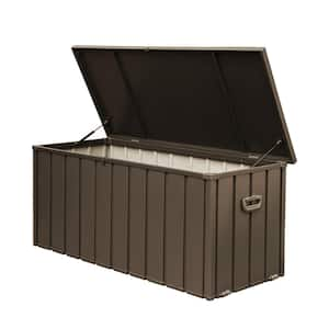 Outdoor Lockable Storage Box, 150 Gallon Wicker Patio Deck Boxes with Lid, Cushion Storage for Kids Toys, Pillows