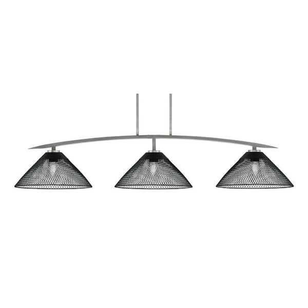 Siena 3-Light Graphite Billiard-Light with Matte Black Metal Shades