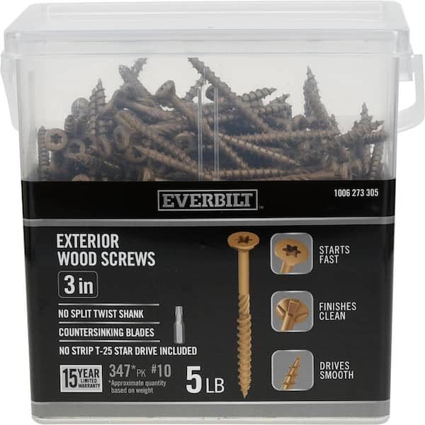 Everbilt #10 x 3 in. Star Drive Flat Head Exterior Wood Screws 5 lbs.-Box (347-Piece)