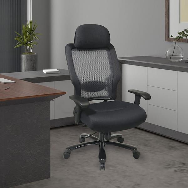 63 Series 28.9 in. Width Big and Tall Black Fabric Ergonomic Chair with Adjustable Height