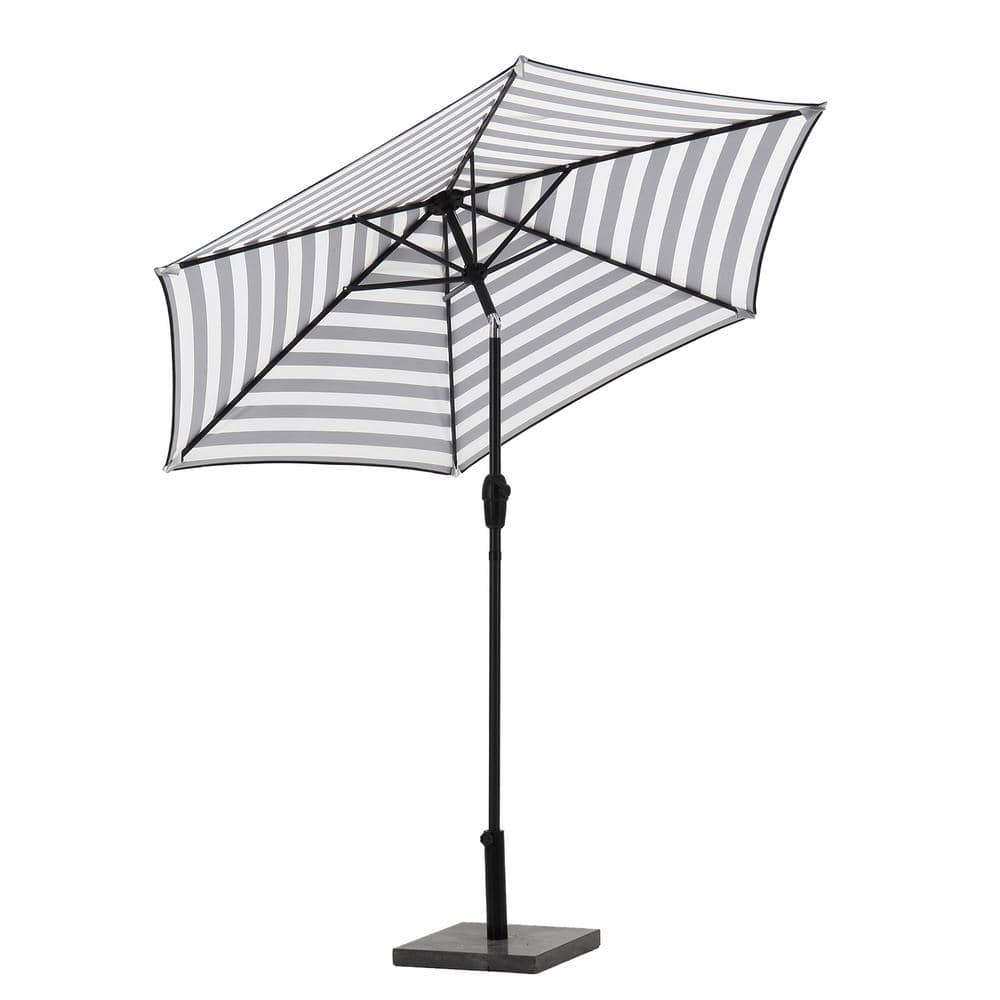 SERGA 7.5 ft. Outdoor Tilt and Crank Market Patio Umbrella in Black and Whi
