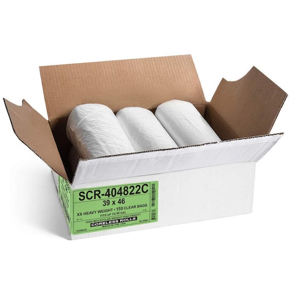 45 Gal. 39 in. x 46 in. 16 mic Clear Trash Bags (250-Count) - Cleaning  Supplies Online - National Delivery