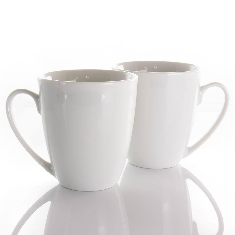 Rosales White Ceramic 12 Ounce Mug Set, 6 Piece