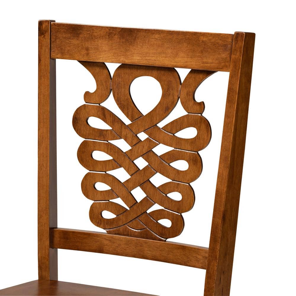 Walnut Brown Low Wood and Cane Arm Chair