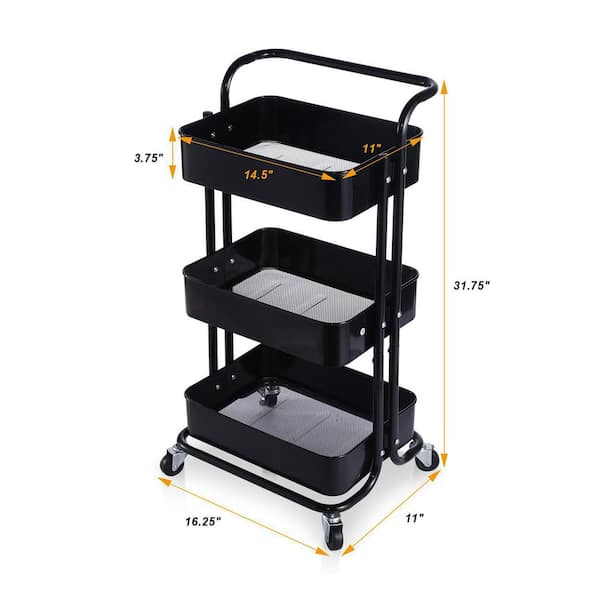 Dropship Household Commercial 3-Tier Utility Service Cart With Flat Handle  to Sell Online at a Lower Price