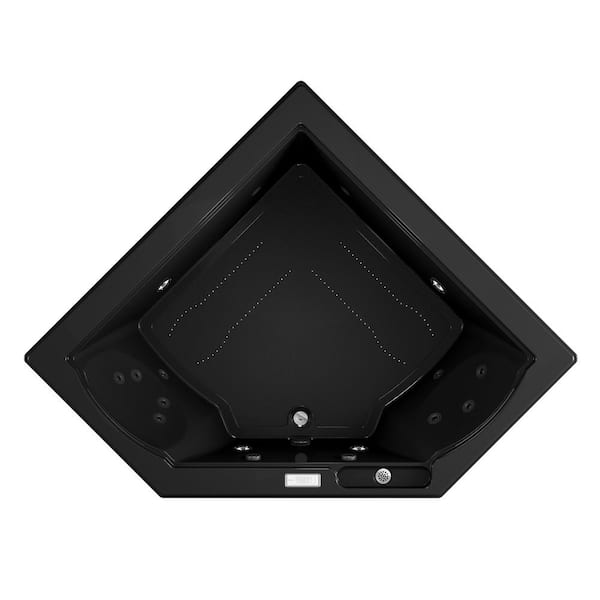 JACUZZI FUZION SALON SPA 65.75 in. x 65.75 in. Rectangular Combination Bathtub with Center Drain in Black