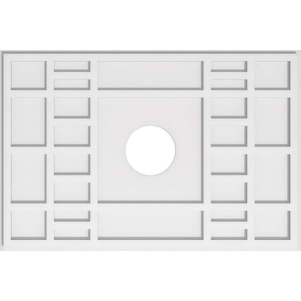 Ekena Millwork 36 in. W x 24 in. H x 6 in. ID x 1 in. P Beaux Architectural Grade PVC Contemporary Ceiling Medallion