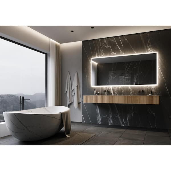 Unbranded Backlit 85 in. W x 40 in. H Rectangular Frameless Wall Mounted Bathroom Vanity Mirror 6000K LED
