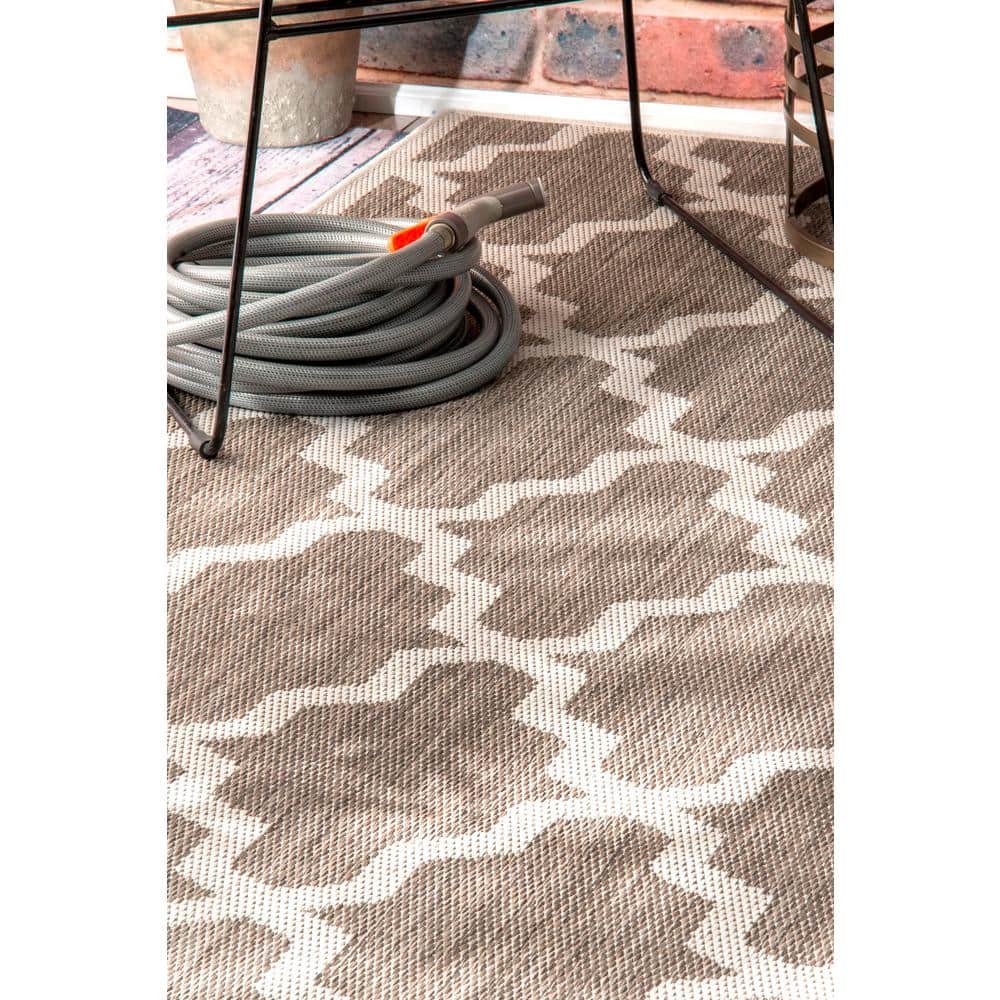 Handmade Taupe Trellis Synthetic 8' x 11' Area Rug