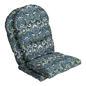 Outdoor Plush Modern Tufted Adirondack Chair Cushion, Set of 2,20 x 18, Sapphire Aurora Blue Damask