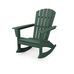 POLYWOOD Grant Park Plastic Patio Adirondack Outdoor Rocking Chair ADR440GR The Home Depot