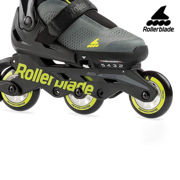 Black Rollerblade Microblade 3WD Inline Adjustable Roller Skates for Kids 