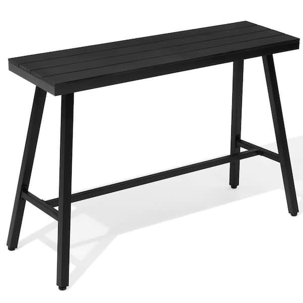 Crestlive Products 55 in. W x 15.5 in. D x 37 in. H Black Rectangular Metal Trapezoidal Outdoor Bar Table