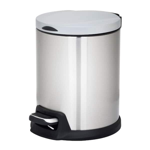 1.3 Gallon Bathroom Trash Can with Soft-Close Lid and Compact Stainless Steel Design