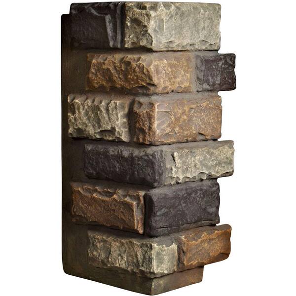 Ekena Millwork 1-1/2 in. x 12-1/2 in. x 25 in. Redstone Urethane Cut Coarse Random Rock Outer Corner Wall Panel