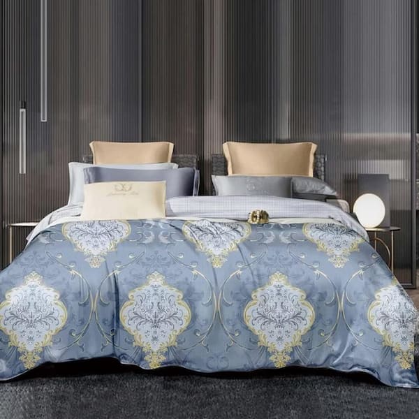 Shatex All Season Bedding 3 Piece Blue Polyester King Size Ultra Soft Elegant Bedding Comforters set