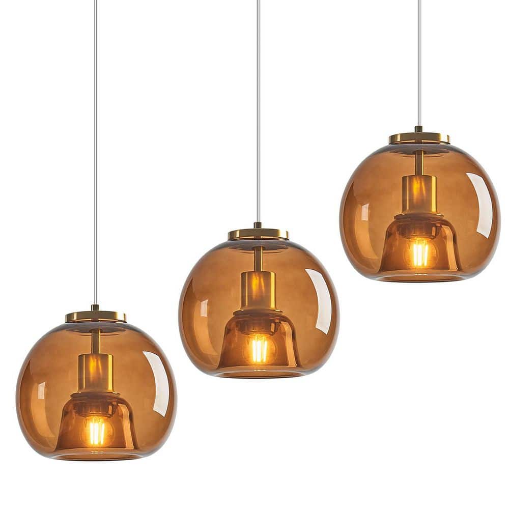 Home Lighting ‎60-Watt 1 Light 7.87 in. Coffee Glass Globe Pendant Light for Kitchen Island, No Bulbs Included, 3-Pack price history on PriceWatchPro