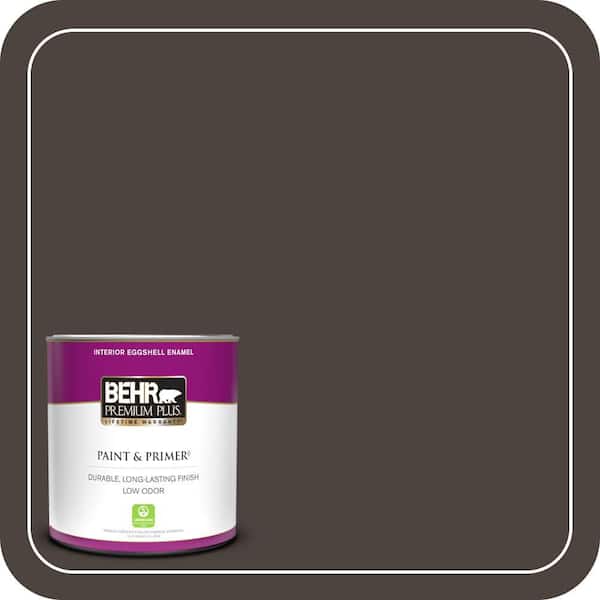 BEHR PREMIUM PLUS 1 qt. #PPU5-01 Espresso Beans Eggshell Enamel Low Odor Interior Paint & Primer