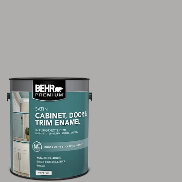 BEHR PREMIUM 1 gal. #N520-3 Flannel Gray Satin Enamel Interior/Exterior Cabinet, Door & Trim Paint