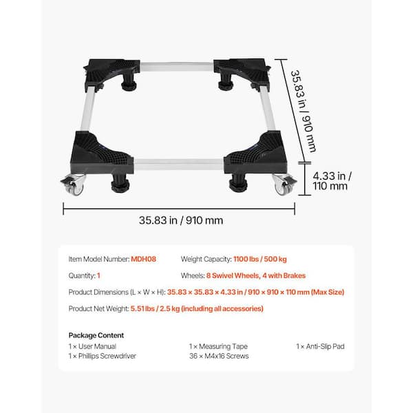 SVOPES Fridge Stand Mobile Base, 1100 lbs. Capacity, with Locking